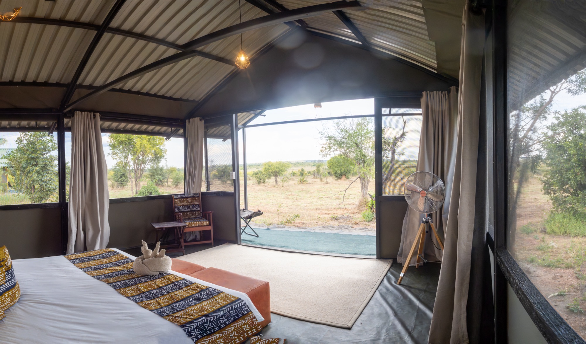 Newly rebuilt Hwange Bush Camp room with bush views